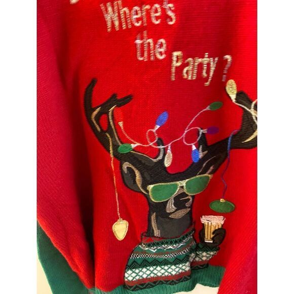 Jolly Sweater Bro “Where’s the Party? Beer. Christmas Moose and  ornaments light - Picture 2 of 6